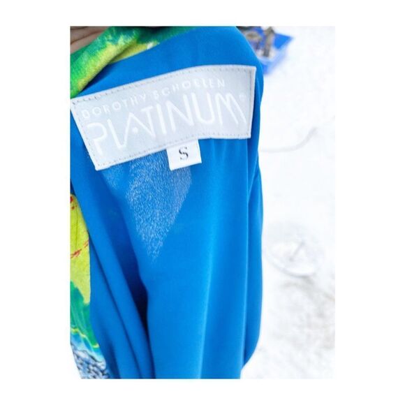 80s Platinum by Dorothy Schoelen Pop Art Chiffon Jacket Blazer Mixed Print Neon - Picture 11 of 13